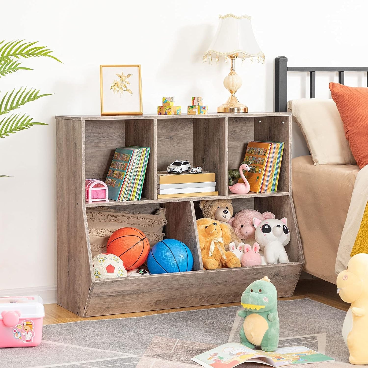 Versatile and Kid-Friendly Toy Storage Organizer – HOOBRO 5-Cubby Bookshel