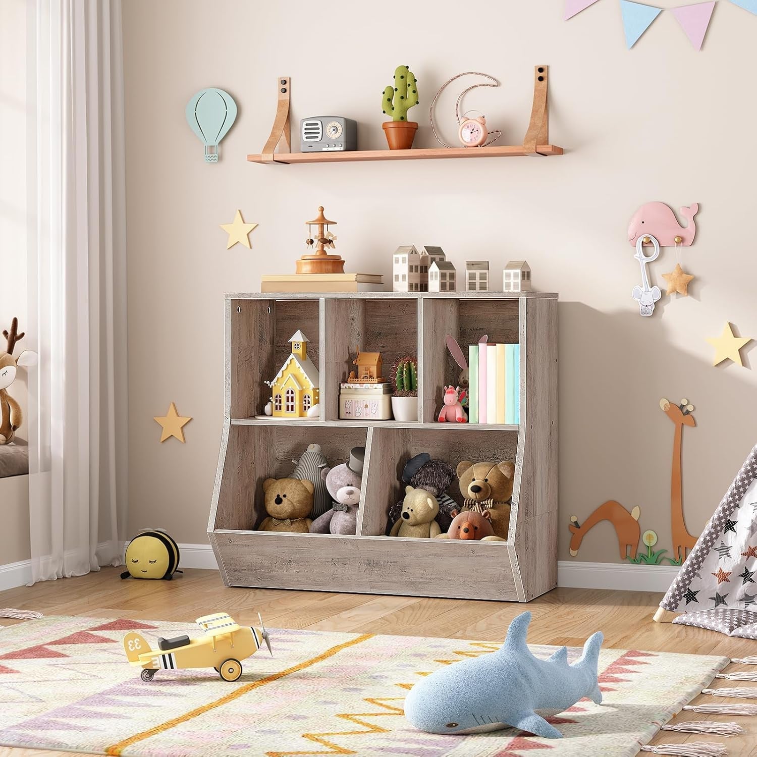 Versatile and Kid-Friendly Toy Storage Organizer – HOOBRO 5-Cubby Bookshel